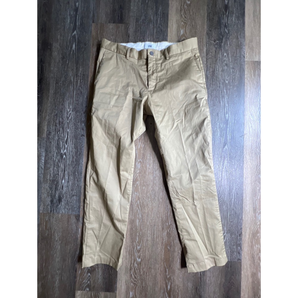 SPOKE Sharps Chinos Mens 34 Tan Build A Straight‎ Leg Khaki Trousers
